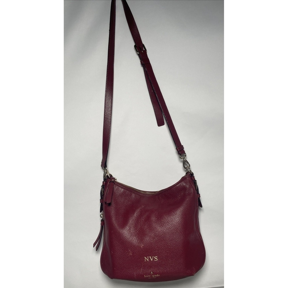 KATE SPADE NEW YORK PEBBLED LEATHER CROSSBODY BAG BURGUNDY MAROON